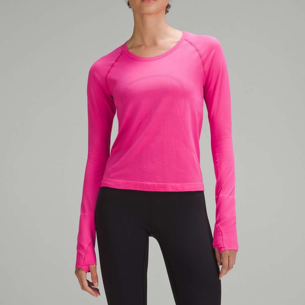 Lululemon Swiftly Tech Long-Sleeve Shirt 2.0 Waist Length in Sonic Pink